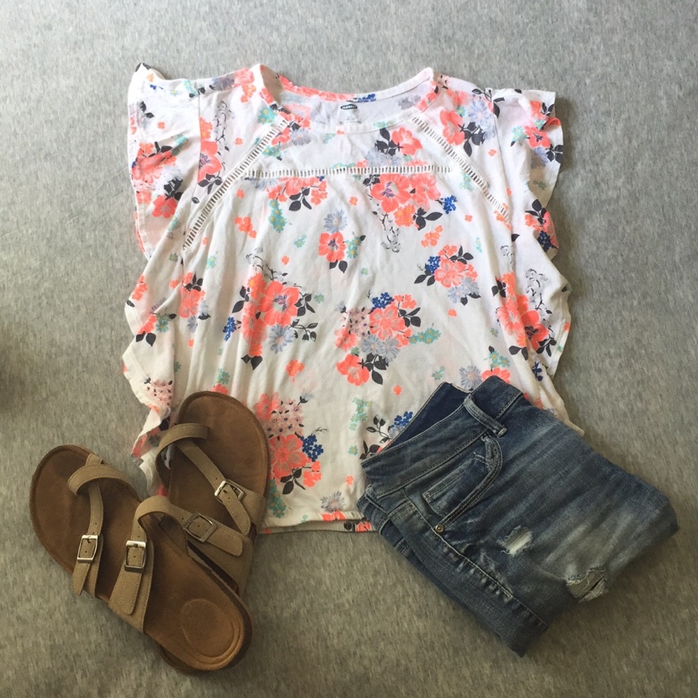 Floral Old Navy Ruffled Sleeve Shirt
